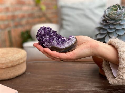 Amethyst Cave Geode With Agate Formations Deep Purple Project Etsy
