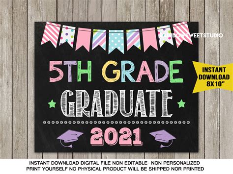 5th Grade Graduation Sign 5th Graduate Class Of 2021 Sign Last Etsy