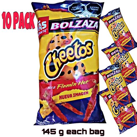 10 Pack Cheetos Xtra Flaming Hot Large Size 145 G Each Spicy Delicious Mexican Chips Etsy