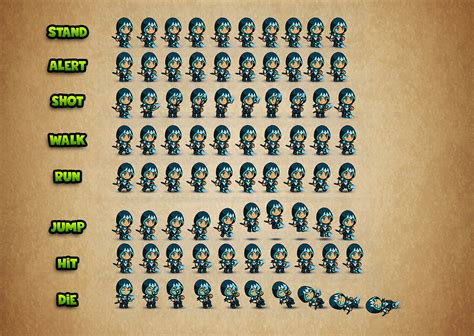 2d Demo Character Sprite Sheet 2d Characters Unity As