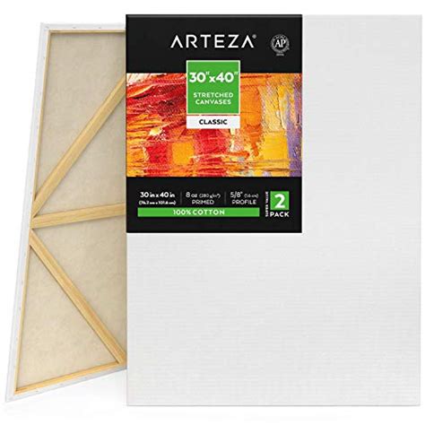 Arteza Stretched Canvas Pack Of X Inches Blank White