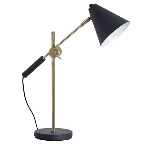Black And Brass Adjustable Desk Lamp With Cone Shade Black Desk Lamp