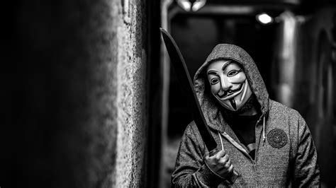 Anonymus Hacker With Knife Dark Background Hd Hacker Wallpapers Hd