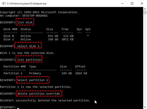 Diskpart Delete Partition Force In Windows 10 8 7