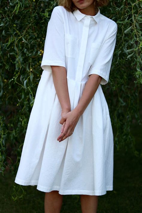 Pleated Skirt Dress White Midi Dress Wide Sleeves Half Sleeves