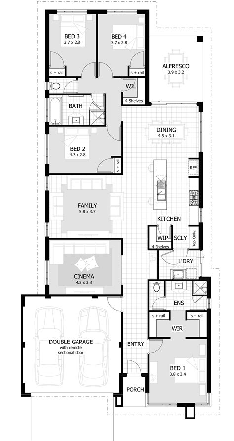 The Floor Plan For A Two Story House With Three Car Garages And One Bedroom