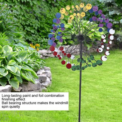 Ebtools Colorful Windmill Iron Outdoor Wind Spinners Terrace Lawn