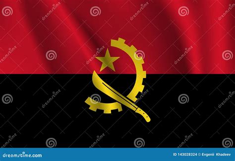Flag Of Angola Realistic Waving Flag Of Republic Of Angola Stock
