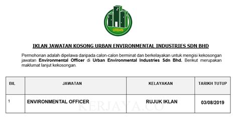 See more of ipma industry sdn. Permohonan Jawatan Kosong Urban Environmental Industries ...