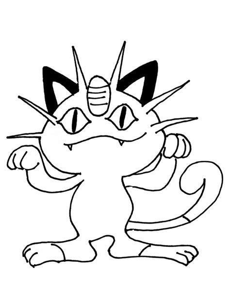 Pokemon Meowth Coloring Pages Free Printable