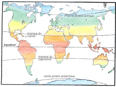 I A Carte Localisant Les Grandes Zones Climatiques
