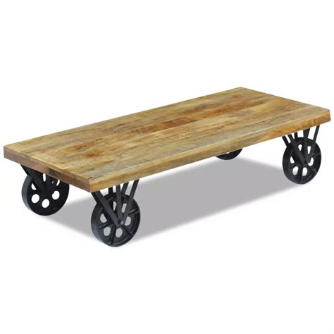 Usually dispatched within 2 to 3 days. H4home Industrial Style Coffee Table Mango Wood With 4 ...