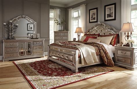Buy demarlos 5 pc bedroom set: Birlanny Bedroom B720 in Silver Finish by Ashley Furniture