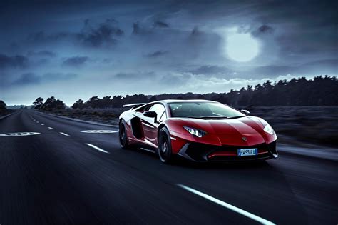 Red Lamborghini Aventador Moon Night Hd Cars K Wallpapers Images