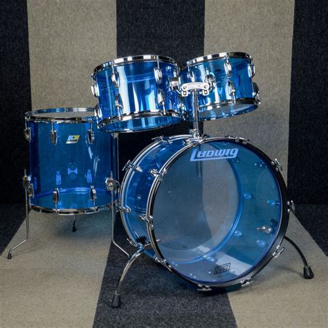 Ludwig 12131622 4pc Vistalite Drum Kit Blue 1970s Used