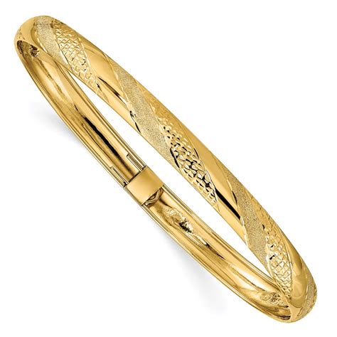 Buy 14k Yellow Gold Twisted Diamond Cut Flexible Bangle Apmex
