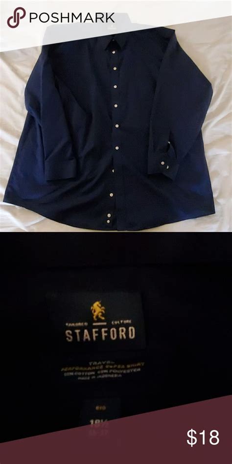 Stafford Dress Shirt Navy Blue Dress Shirt Stafford Shirts Mens