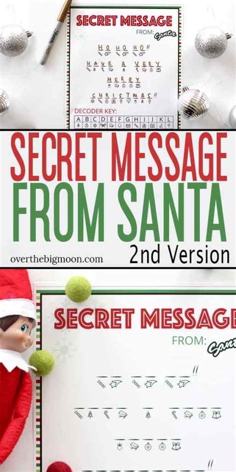 secret santa message printable over the big moon