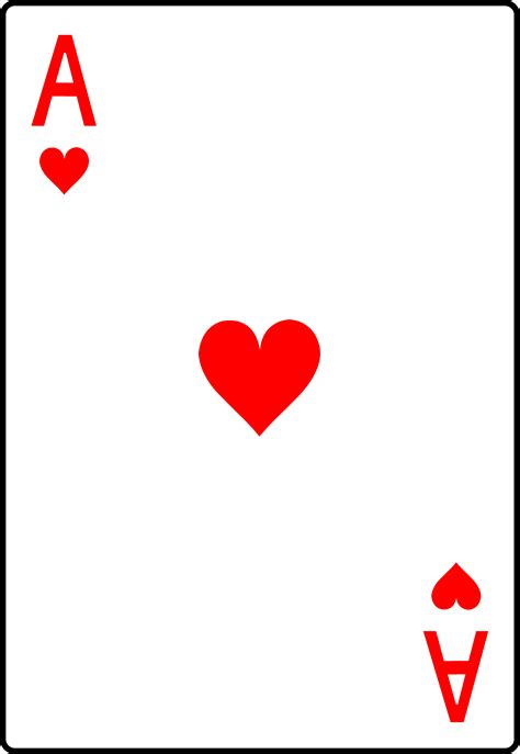 Ace of Hearts Playing Card - Free Clip Art | Hearts playing cards, Ace ...