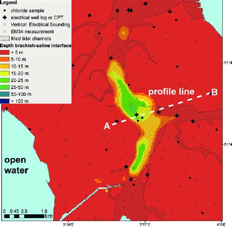 Estimated Depth Of Brackish Saline Groundwater Interface And Locations