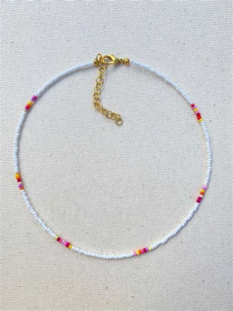 Simple Seed Need Necklaces Preppy Seed Bead Necklace Trendy Etsy