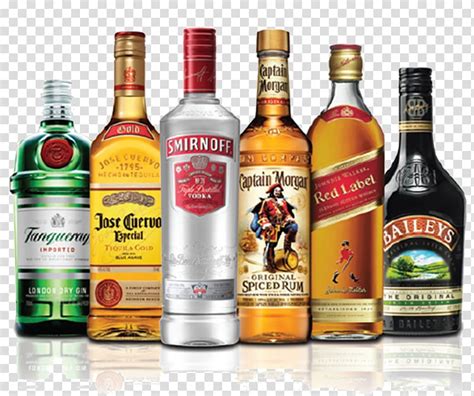 Assorted Brand Liquor Bottles Illustration Whiskey Budweiser Distilled