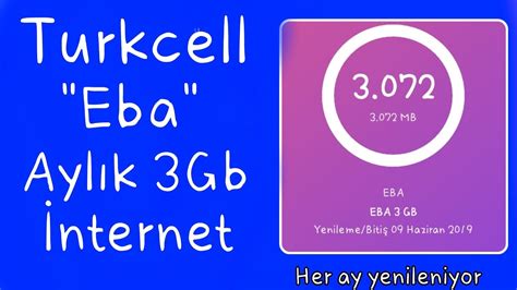 Turkcell Aylık 3GB İnternet Hediyesi her ay yenileniyor YouTube