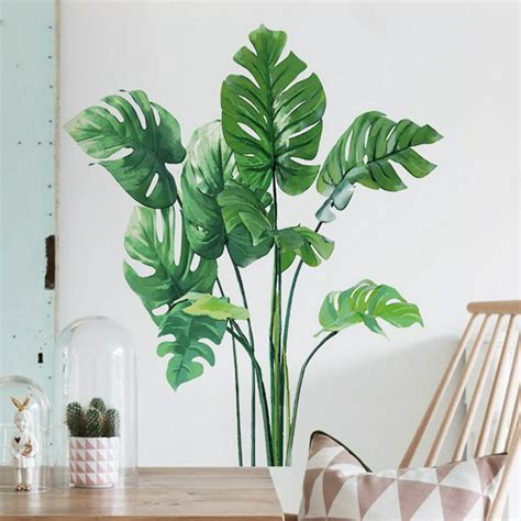 Windfall Tropical Plant Leaves Removable Mural Wall Sticker Living Room