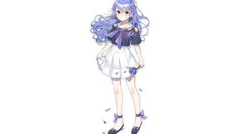 Desktop Wallpaper Original Minimal Short Dress Cute Anime Girl Purple Hair Hd Image