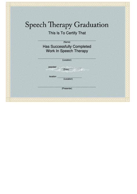Speech Therapy Graduation Certificate Template Printable Pdf Download