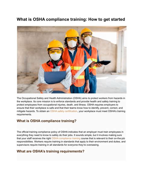 Ppt What Is Osha Compliance Training How To Get Started Powerpoint