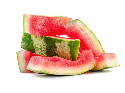 Watermelon Peel Peices Ripe Sweet Watermelon Isolated On White Stock