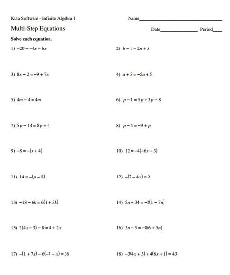 Free Printable Algebra Worksheets Printable Worksheets