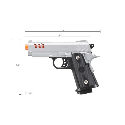 UK Arms Compact Heavyweight Series Airsoft Spring Pistol Color Silver Airsoft Megastore