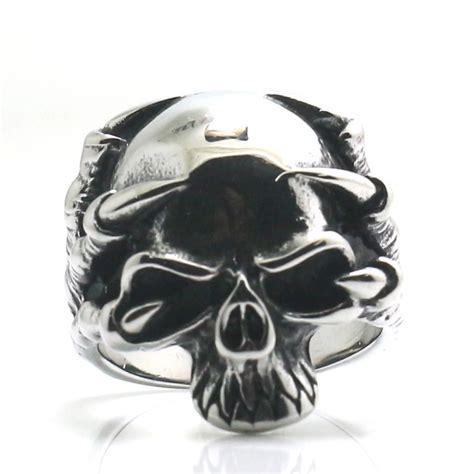 Mans 316l Stainless Steel Punk Gothic Dragon Claw Classic Skull Hot