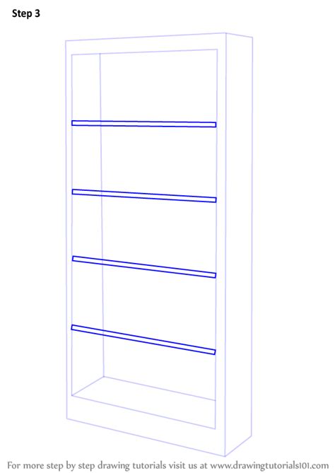 Learn How To Draw A Book Shelf Furniture Step By Step Drawing Tutorials