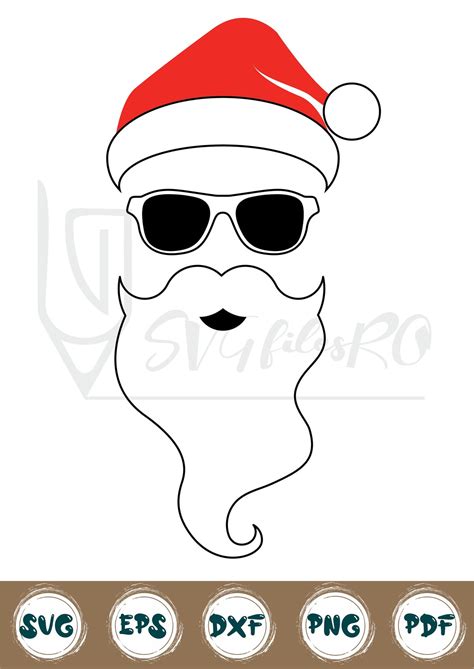 Cool Santa Svg Santa Sunglasses Svg Santa Face Svg Santa Etsy