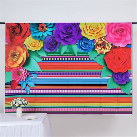 Colorful Fiesta Vinyl Backdrop Mexican Party Photo Booth Efavormart