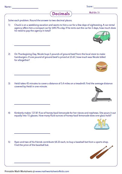 Solve word problems using one of the following strategies: Decimal Word Problems Worksheets