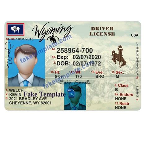 Wyoming Drivers License Template Drivers License Templates Psd