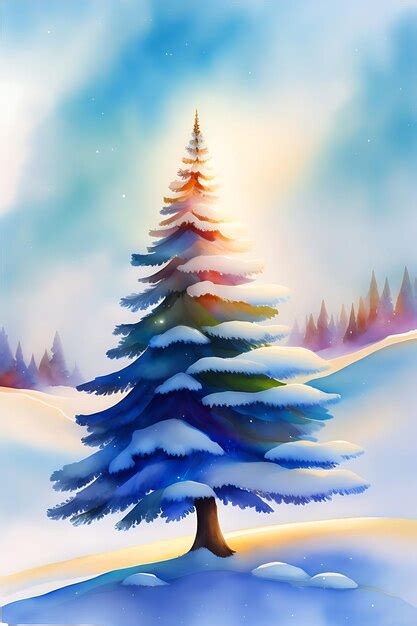 Premium Ai Image Abstract Watercolor Painting Winter Christmas Tree