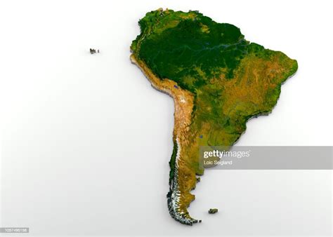 Realistic 3d Extruded Map Of South America High Res Stock Photo Getty