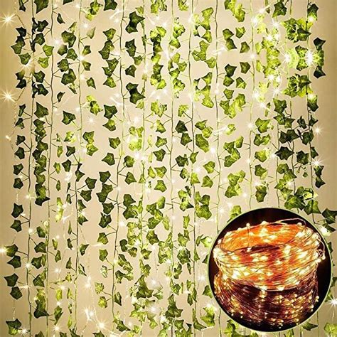 This set up is good for a shimmery house party would look good for children birthday. LED Wall Vine Lights in 2020 | Greenery wall decor ...
