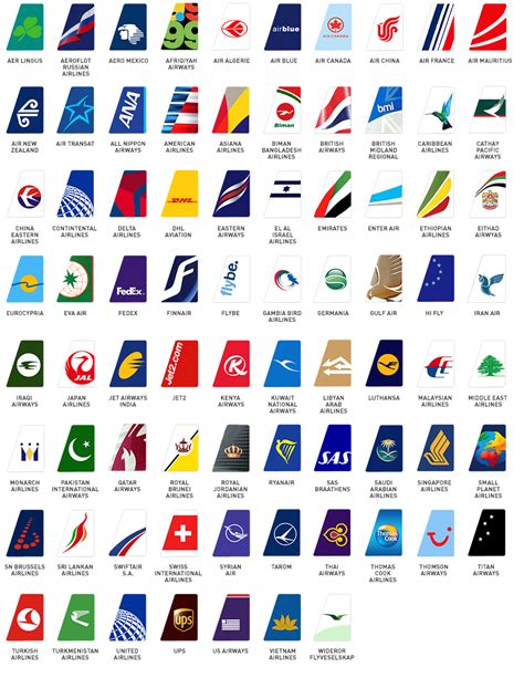A Collection Of Airline Airplane Tails Designs For Many Airlines Around