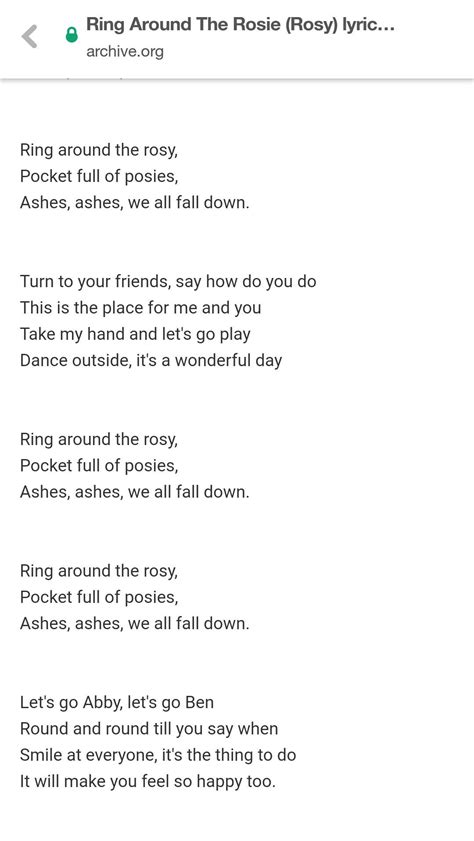 Ring Around The Rosie Lyrics