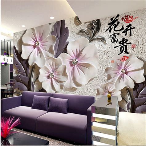 Beibehang Art Lotus Papel De Parede 3d Living Room Tv Wall Wallpaper