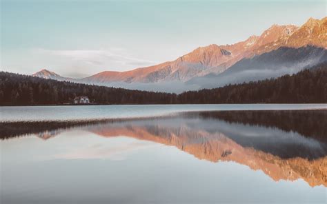 1280x800 Lakeside Mountain Peak Outdoors Lake Reflection Sunset 4k 720p