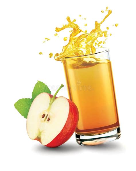 Apple Juice Splash Out Of Glass With Apple Fruit On White Background