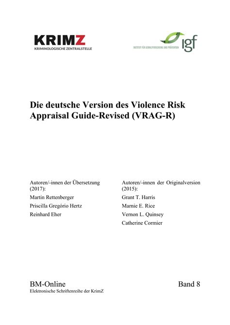 Pdf Die Deutsche Version Des Violence Risk Appraisal Guide Revised