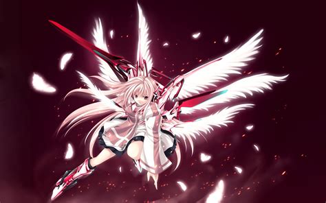 Wallpaper Illustration Anime Girls Wings Angel Sword Pink Hair